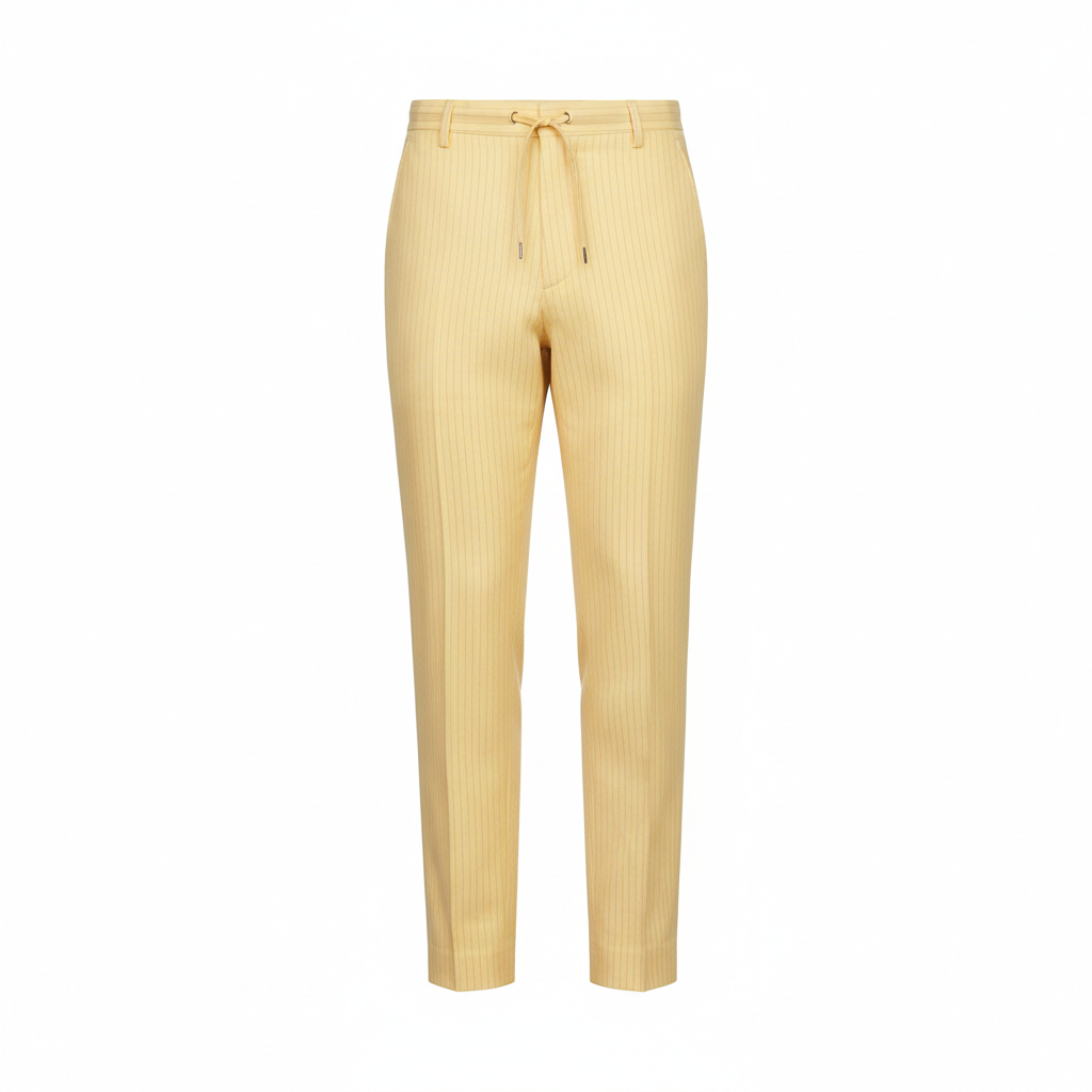 Pinstripe Relaxed Trousers in Butter Yellow – Hero