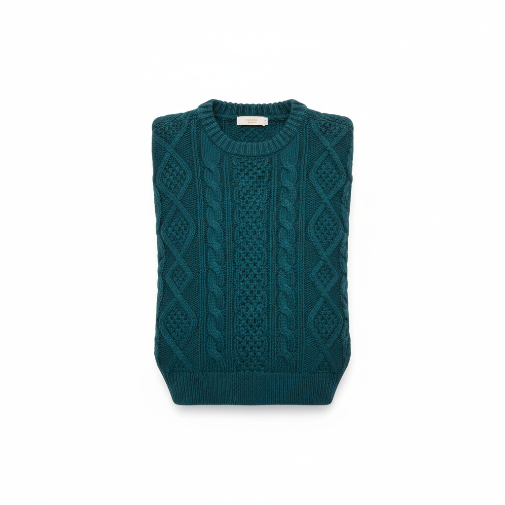Cable Knit Sweater in Emerald Teal – Hero
