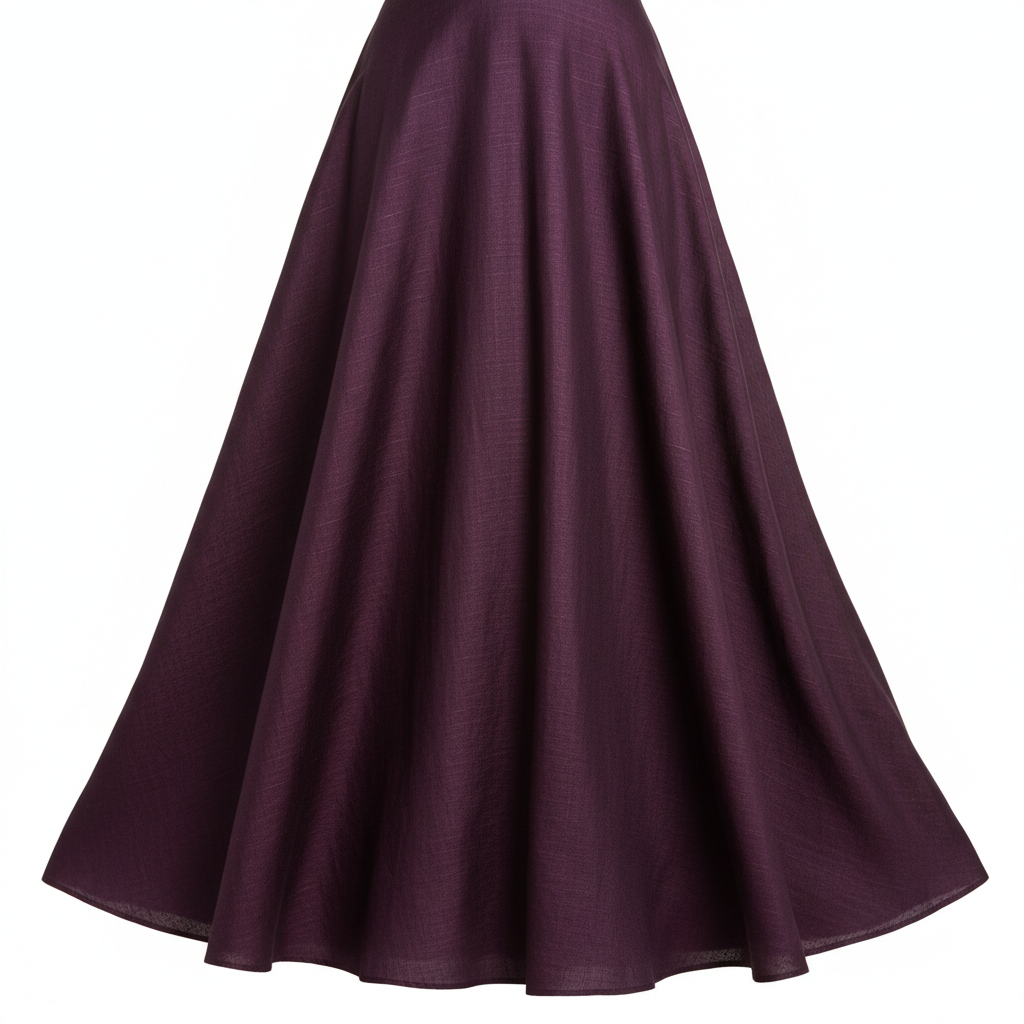 A-Line Maxi Skirt in Deep Plum – Detail Close-Up