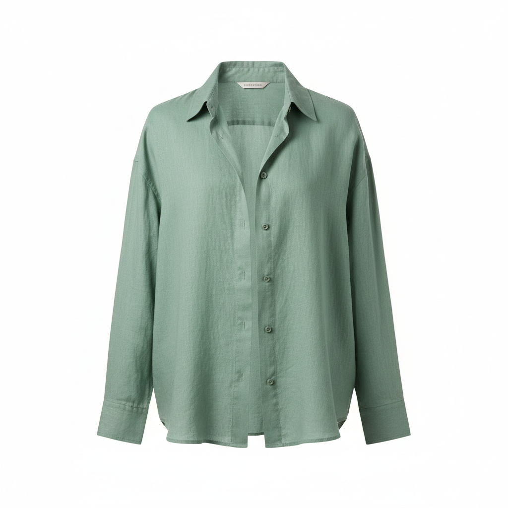 Relaxed Linen Shirt in Pistachio Green – Hero