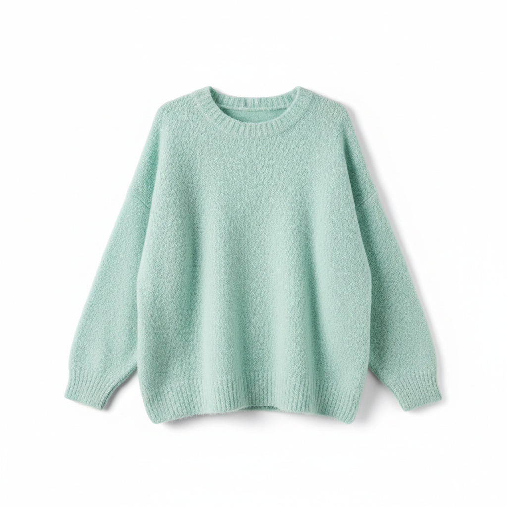 Cozy Knit Sweater in Ocean Mint – Front View