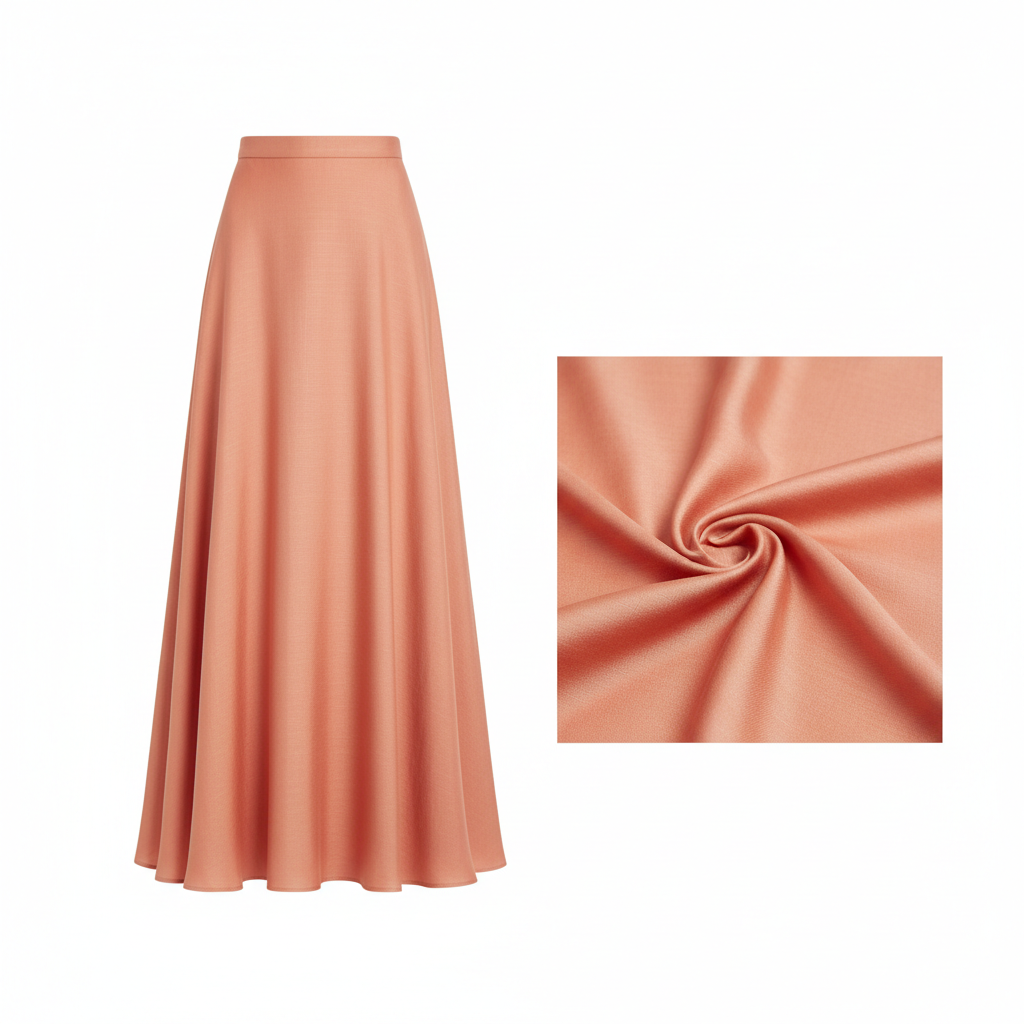 A-Line Maxi Skirt in Coral Peach – Detail Close-Up