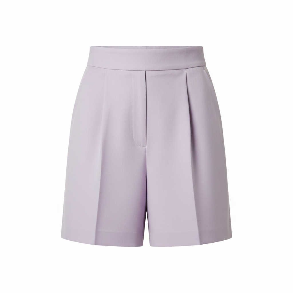 High-Waist Tailored Shorts in Soft Lilac – Hero