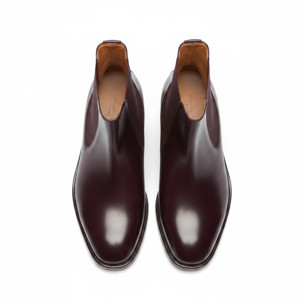 Chelsea Boots in Deep Plum – Top view