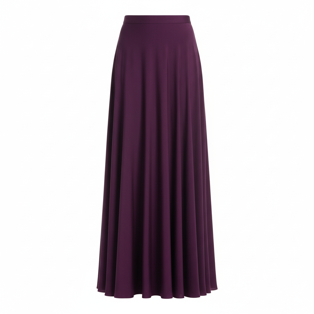 A-Line Maxi Skirt in Deep Plum – Front View