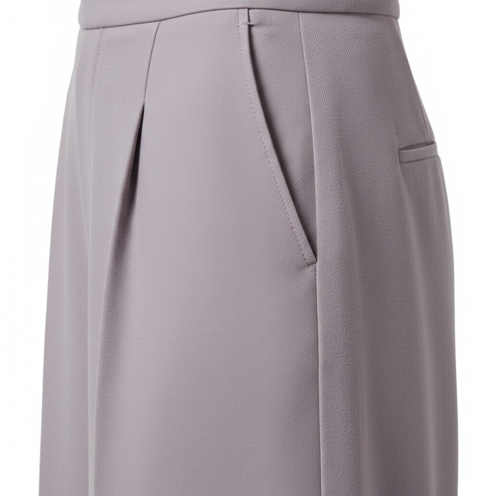 Minimal Wide Pants – Lavender Grey – Fabric Detail