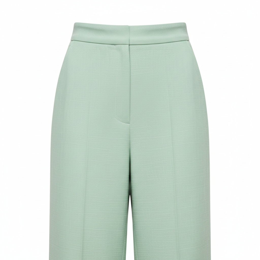 Minimal Wide Pants – Pistachio Green – Fabric Detail