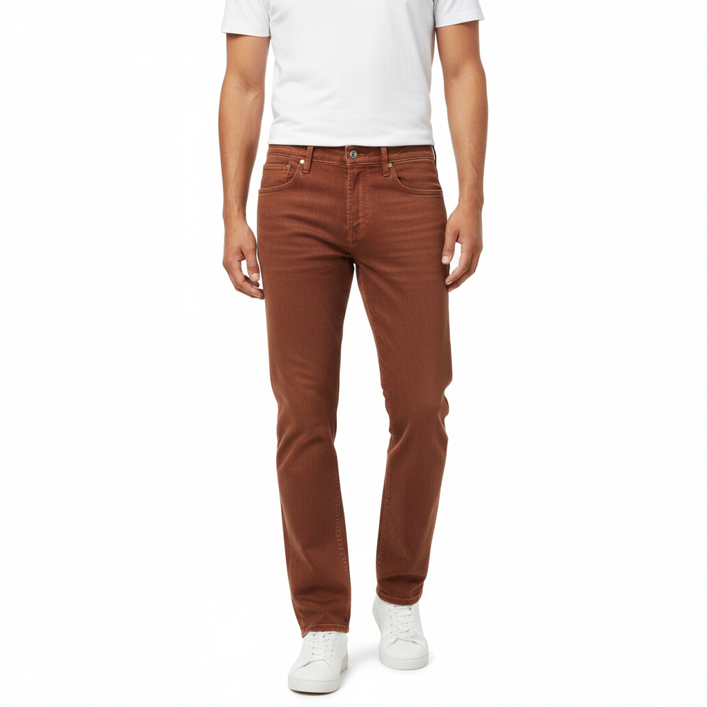 Classic Straight Jeans in Rust Copper – Model Shot