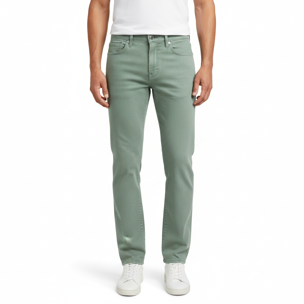 Classic Straight Jeans in Sage Green – Model Shot