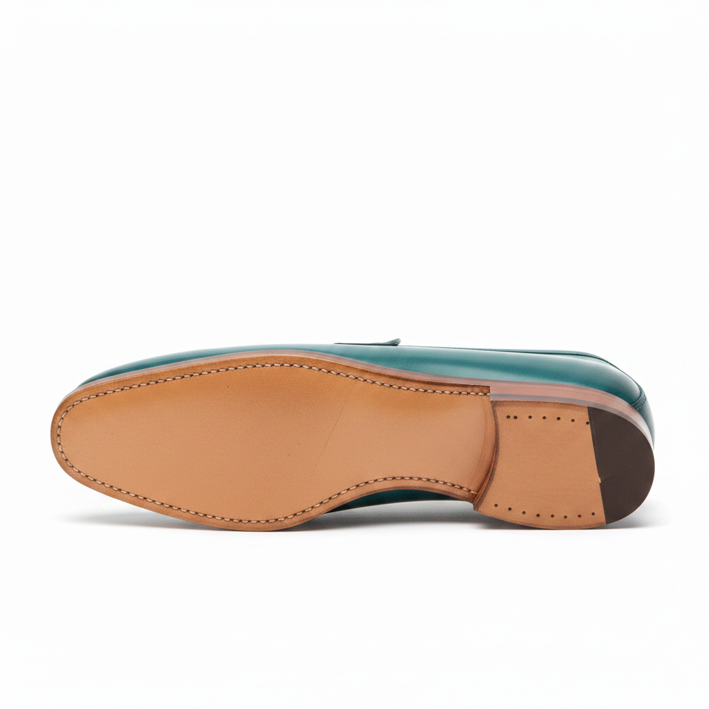 Classic Penny Loafers in Aqua Teal – Sole detail