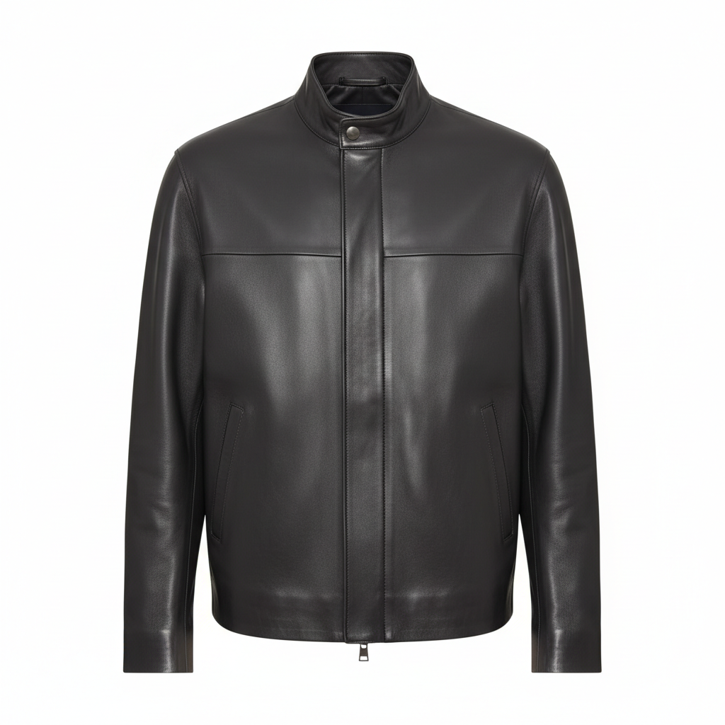 Noir Leather Jacket – Onyx Grey – Front View
