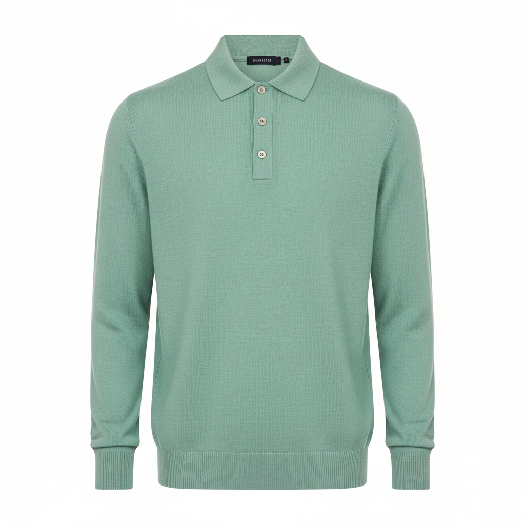 Relaxed Polo Sweater in Pistachio Green – Hero
