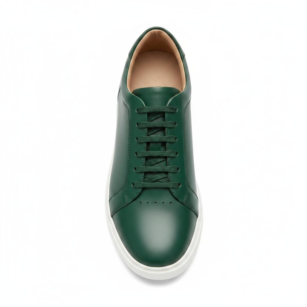 Urban Leather Sneakers in Forest Green – Top view
