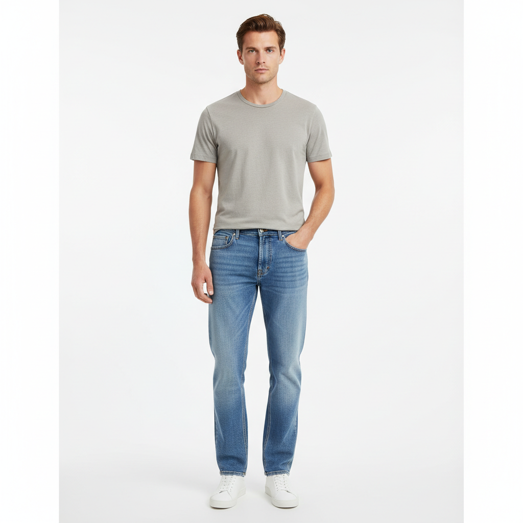 Classic Straight Jeans in Glacier Blue – Model Shot