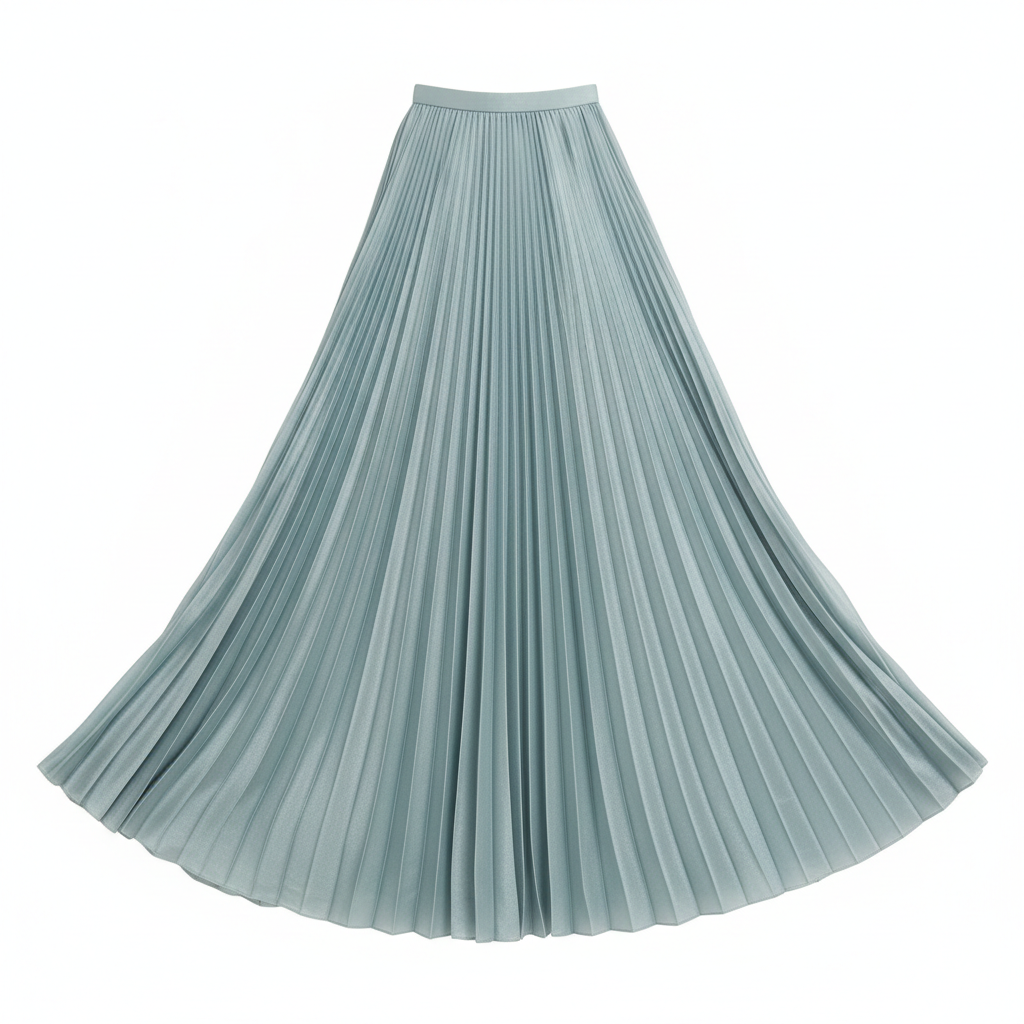 Pleated Long Skirt in Ocean Mist – Hero