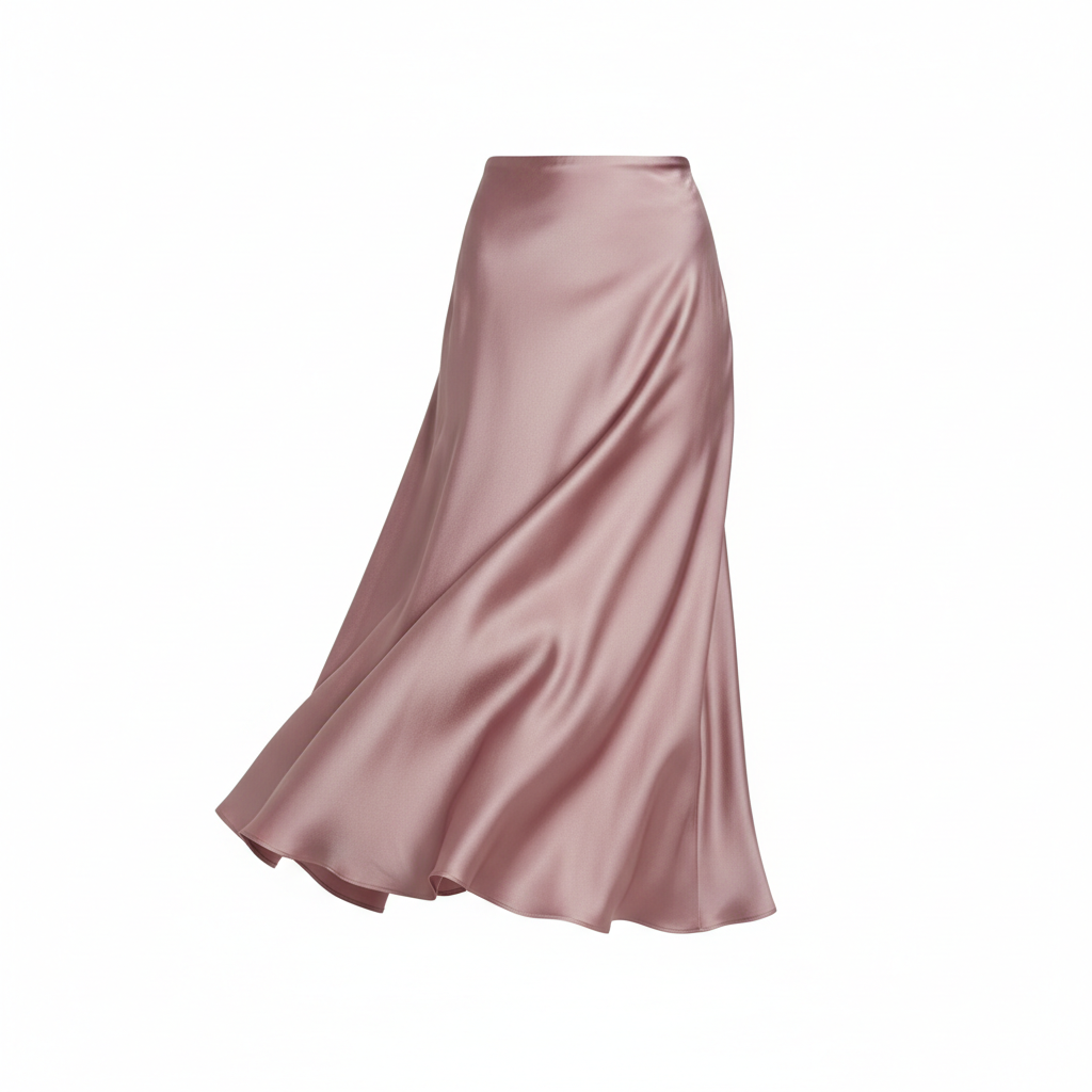 Satin Silk Midi Skirt in Dusty Rose – Hero