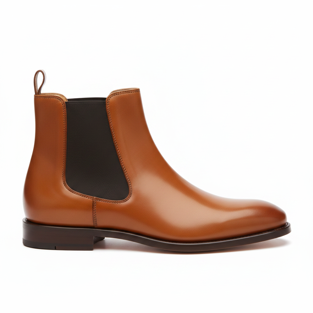 Chelsea Boots in Caramel Tan – Side view