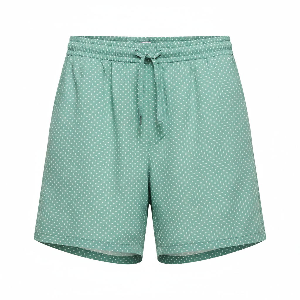 Polka Dot Casual Shorts in Pistachio Green – Front View