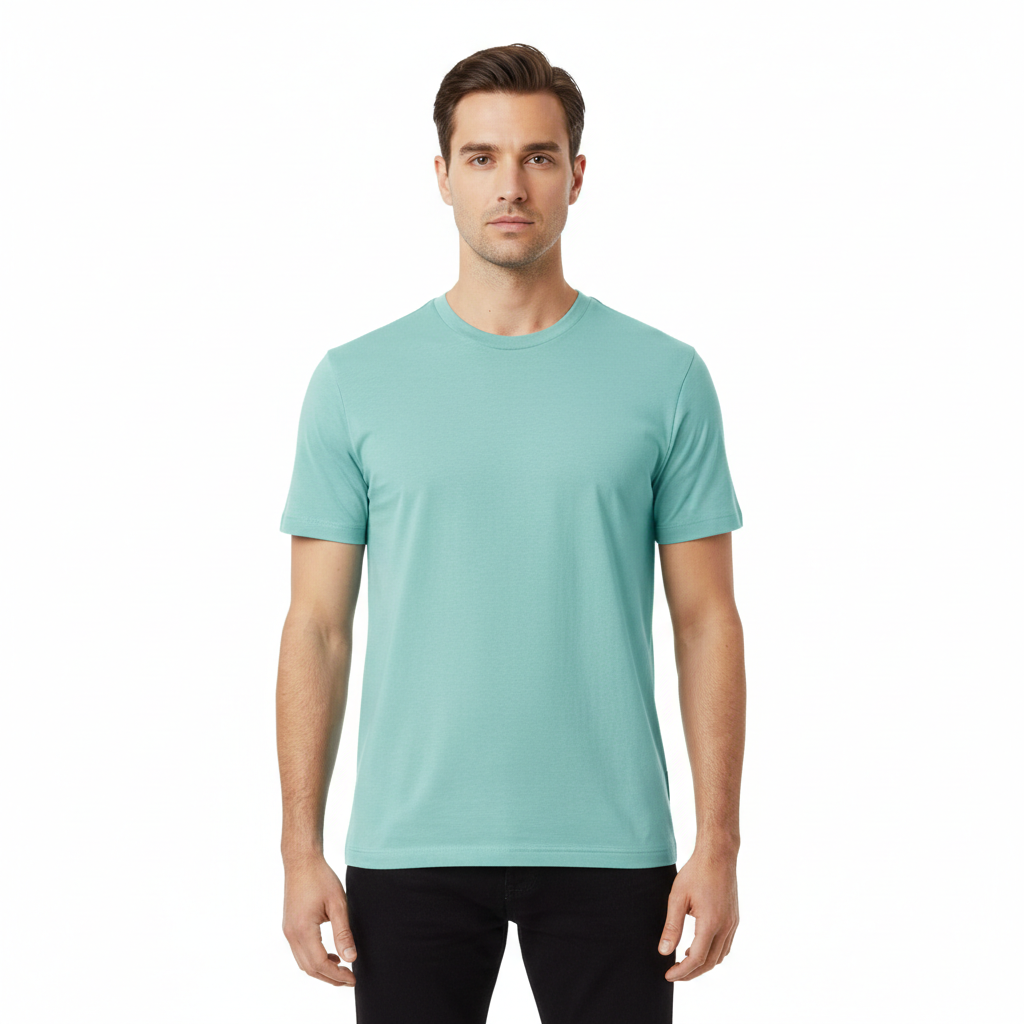 Classic Crew Neck T-Shirt – Ocean Mint – Model