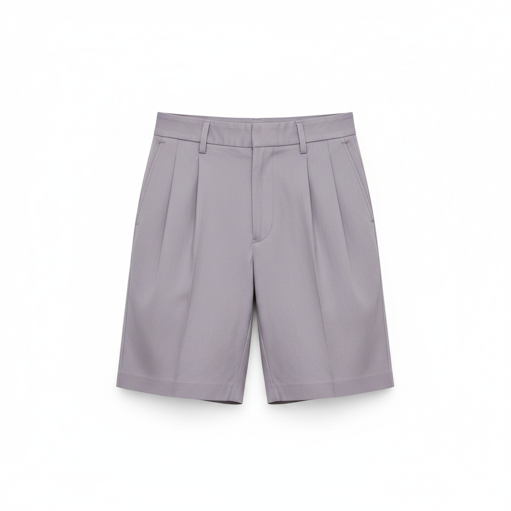 Casual Pleated Shorts in Lavender Grey – Hero