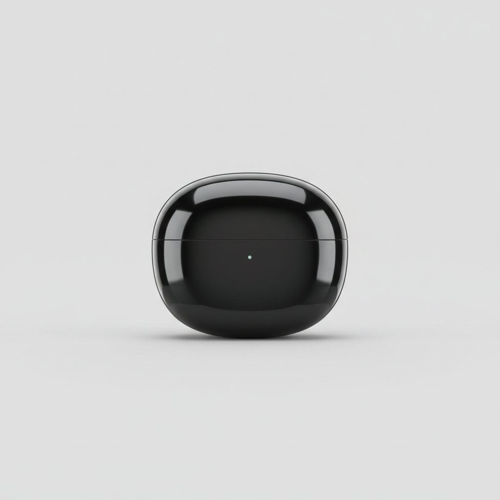 Luxury Earbuds Elite Obsidian Titanium Charging Case Close-Up