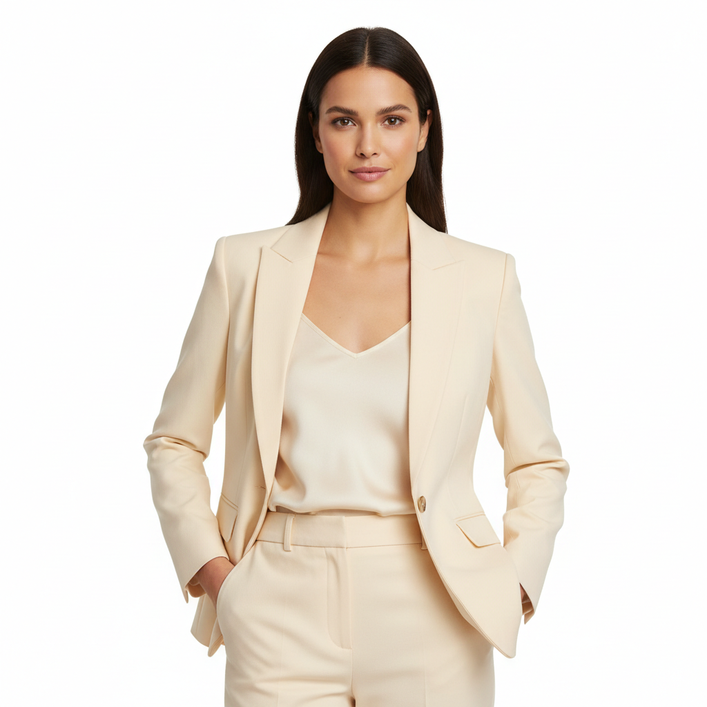 Classic Verge Blazer Champagne Cream – Model Shot