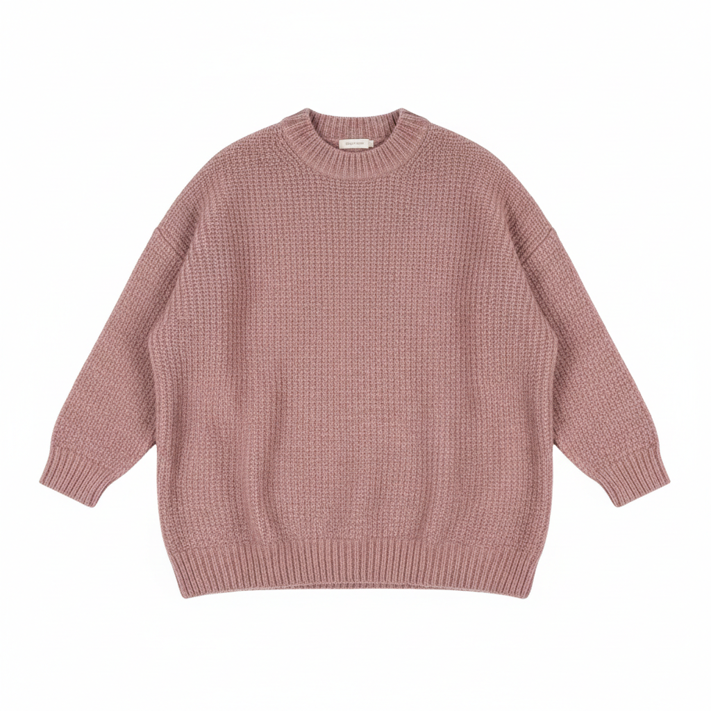Cozy Knit Sweater in Dusty Rose – Front View