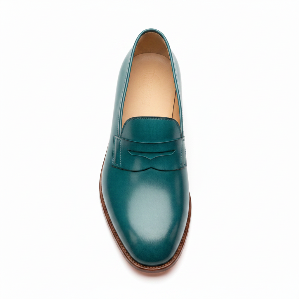 Classic Penny Loafers in Aqua Teal – Top view