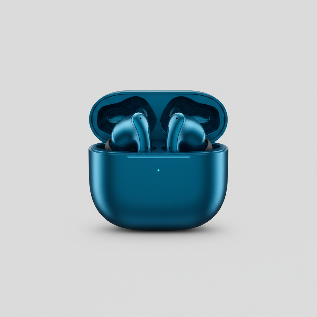 Luxury Earbuds Elite in Sapphire Cyan – Hero Shot