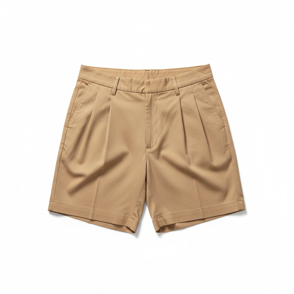 Casual Pleated Shorts in Desert Sand – Hero