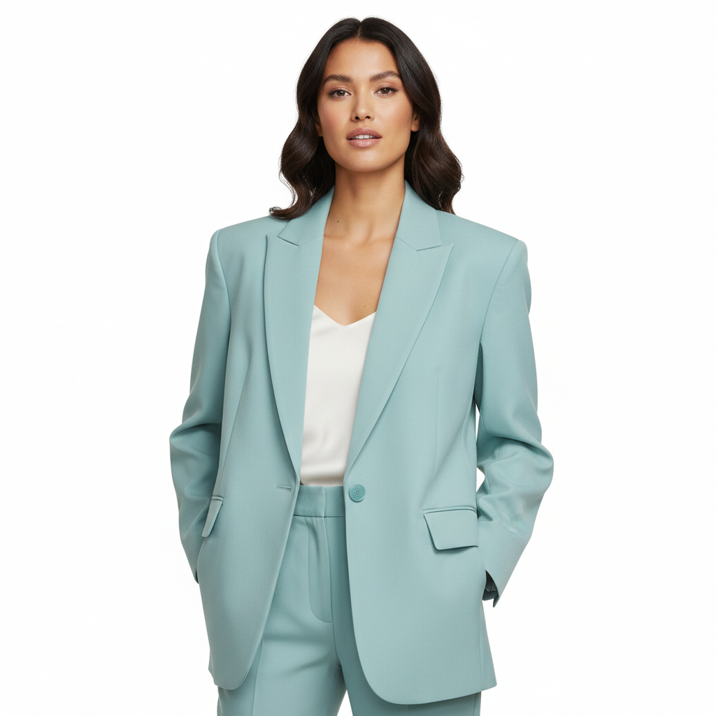 Oversized Tailored Blazer Aqua Mist – Model Shot