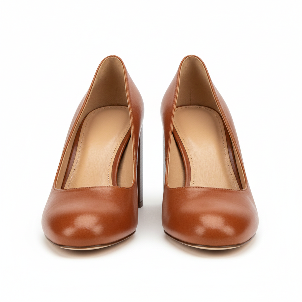 Elegant Block Heels in Cinnamon Brown – Hero View