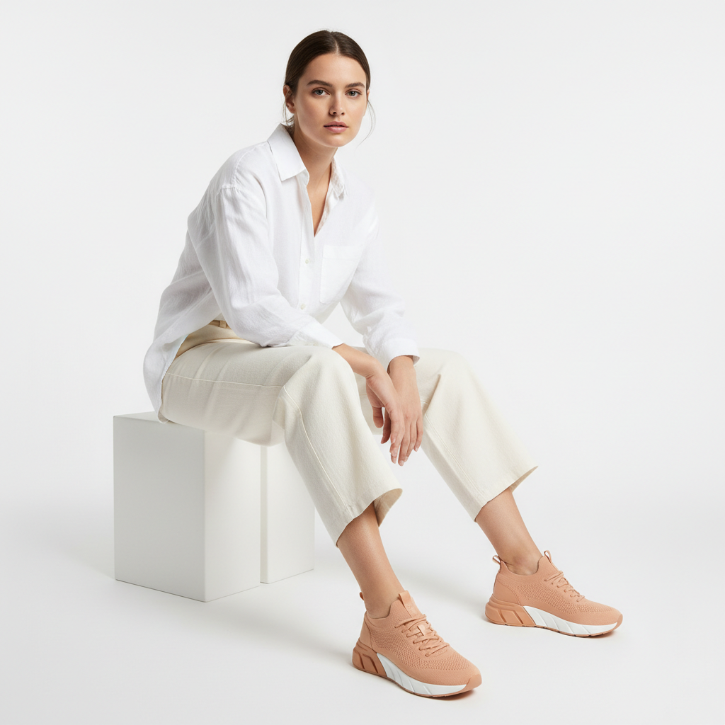 Everyday Sneakers in Champagne Peach – Model Shot