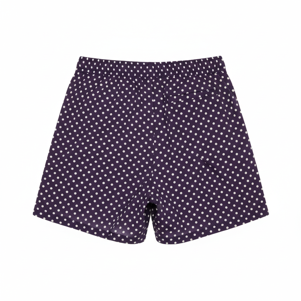 Polka Dot Casual Shorts in Midnight Plum – Back View