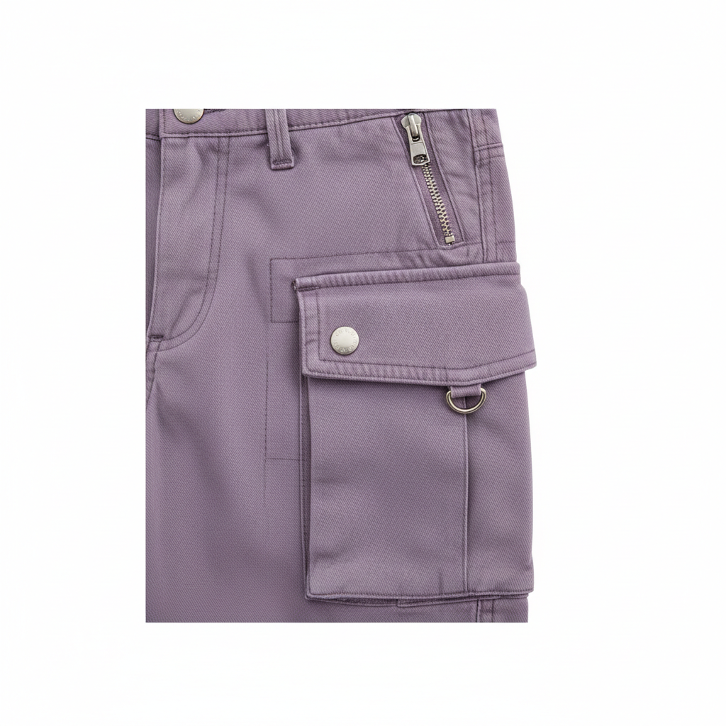 Utility Cargo Pants in Soft Lavender – Fabric Detail