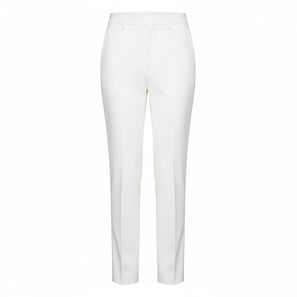Tailored Casual Trousers – Pearl White – Front View