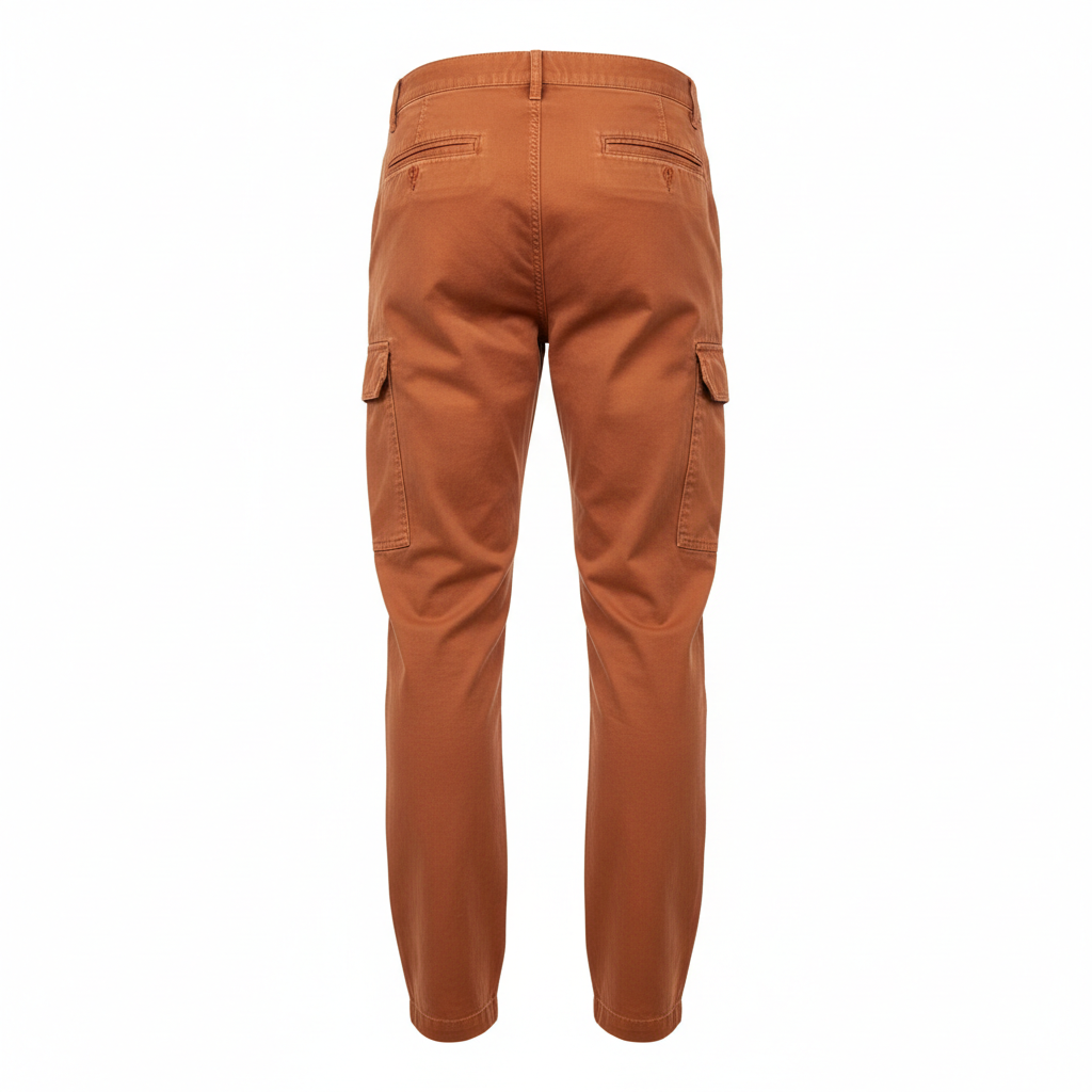 Utility Cargo Pants in Terracotta Rust – Back View