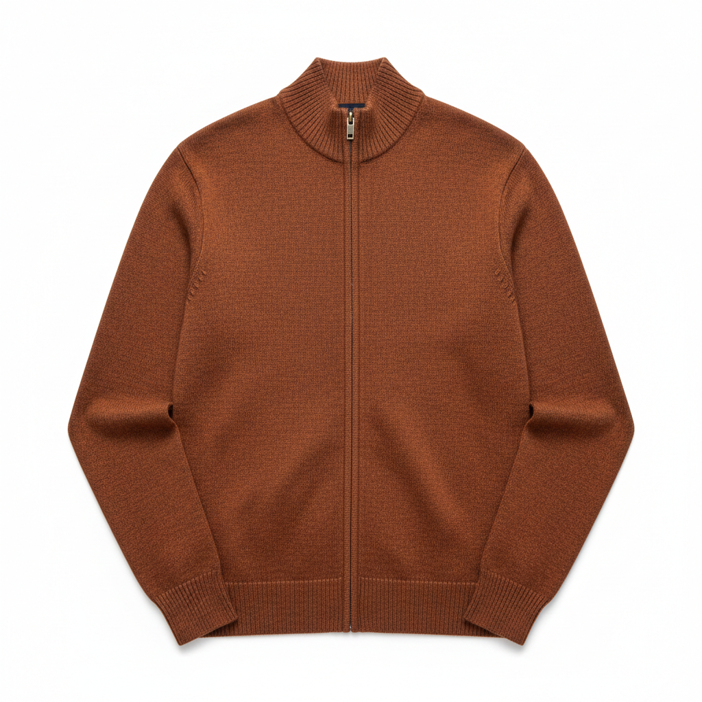 Classic Zip Pullover in Burnt Copper – Hero