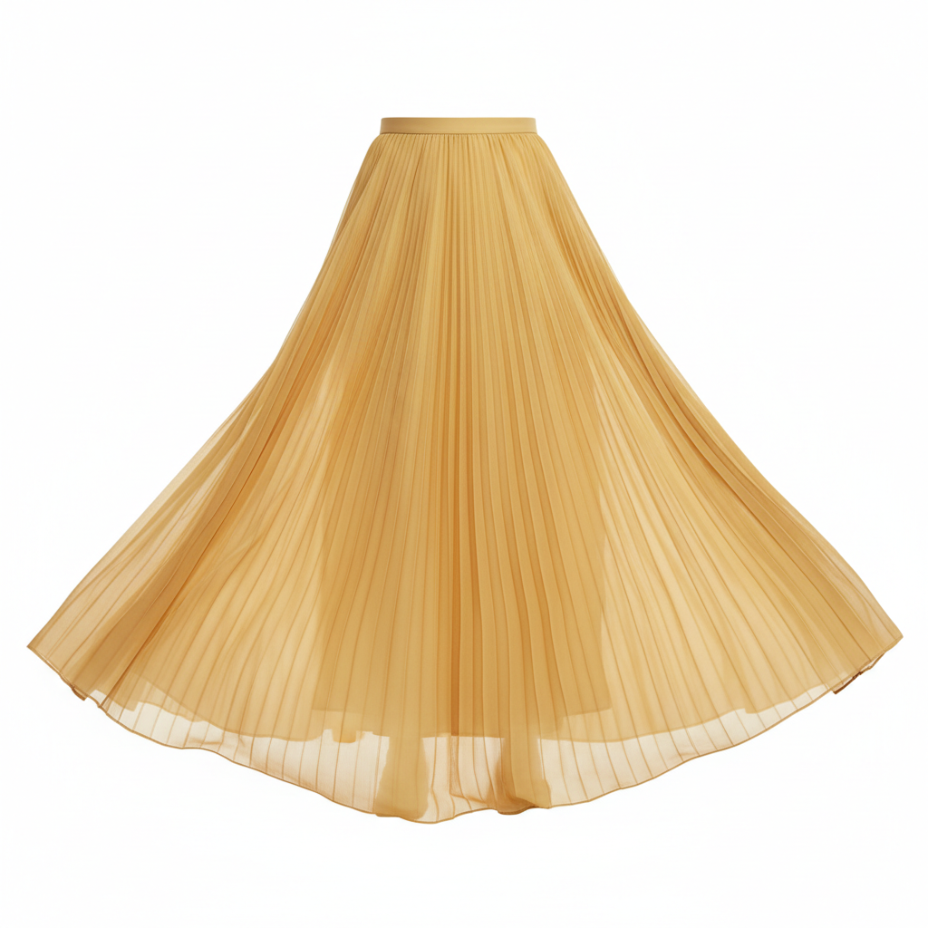 Pleated Long Skirt in Butter Yellow – Hero
