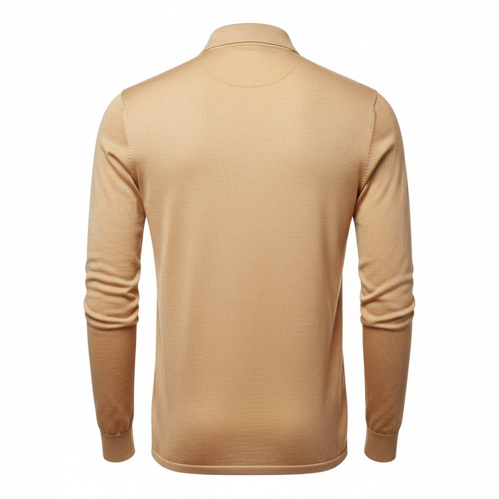 Polo Knit Shirt – Champagne Gold – Back View