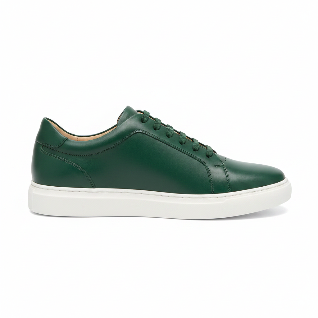 Urban Leather Sneakers in Forest Green – Side view