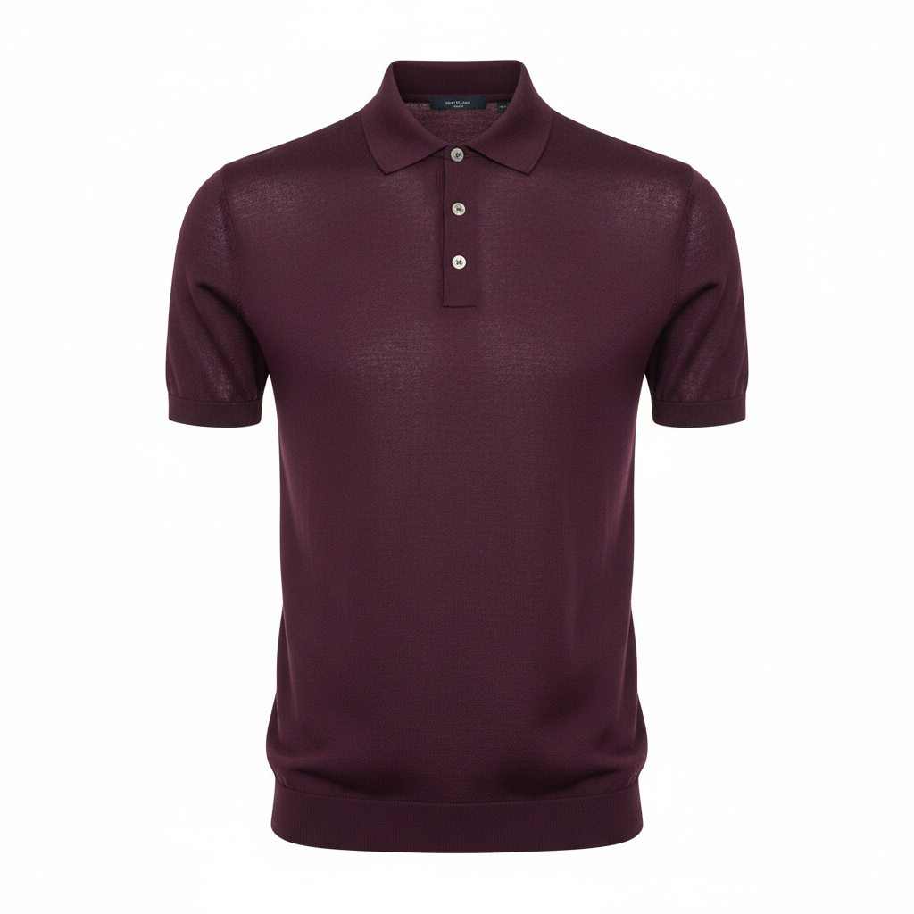 Polo Knit Shirt – Deep Plum – Front View