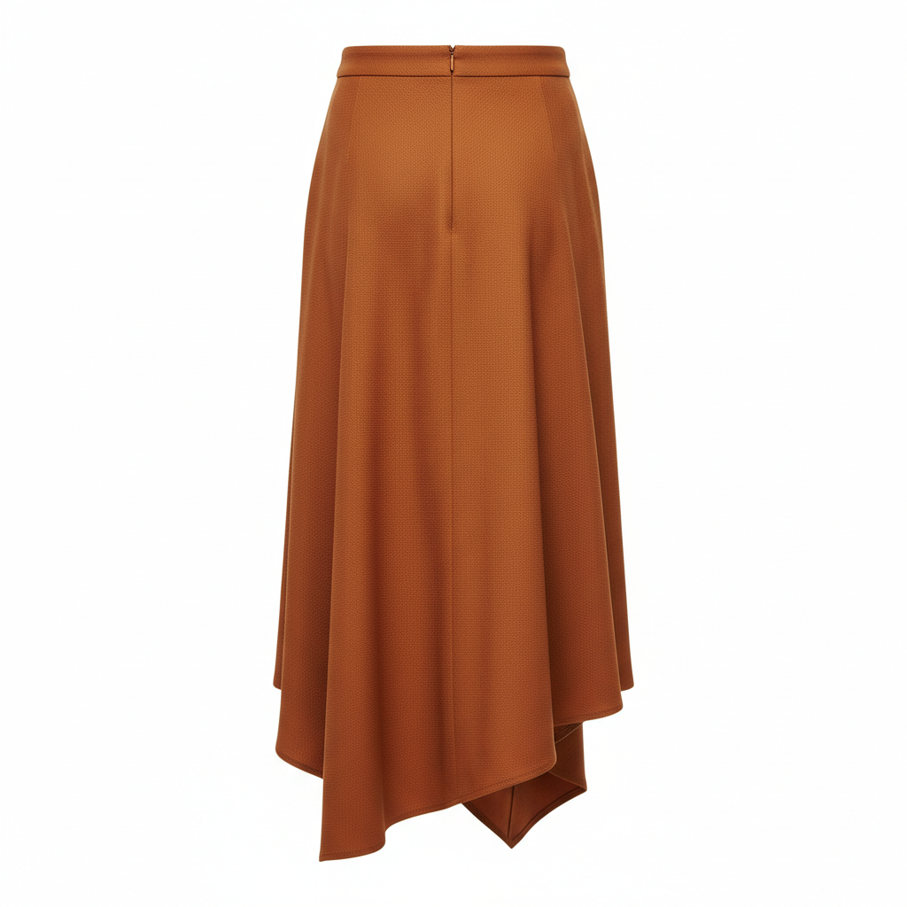 Asymmetric Wrap Midi Skirt in Cinnamon Copper – Back View