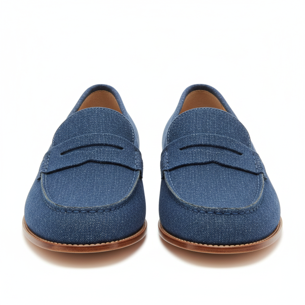 Chic Penny Loafers in Denim Blue – Hero View