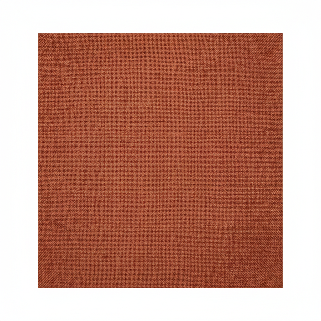 Linen Casual Shirt – Terracotta Rust – Fabric Detail