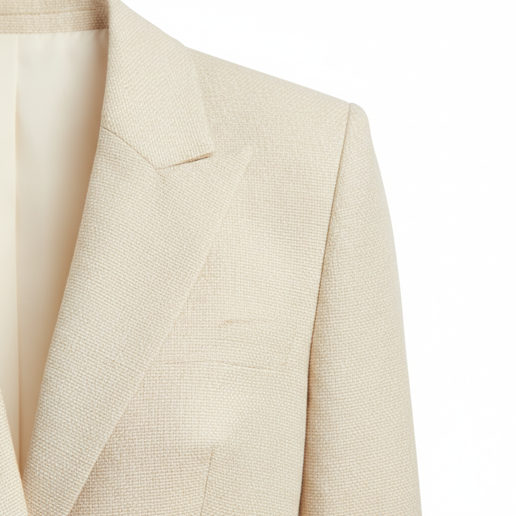 Classic Verge Blazer Champagne Cream – Fabric Detail
