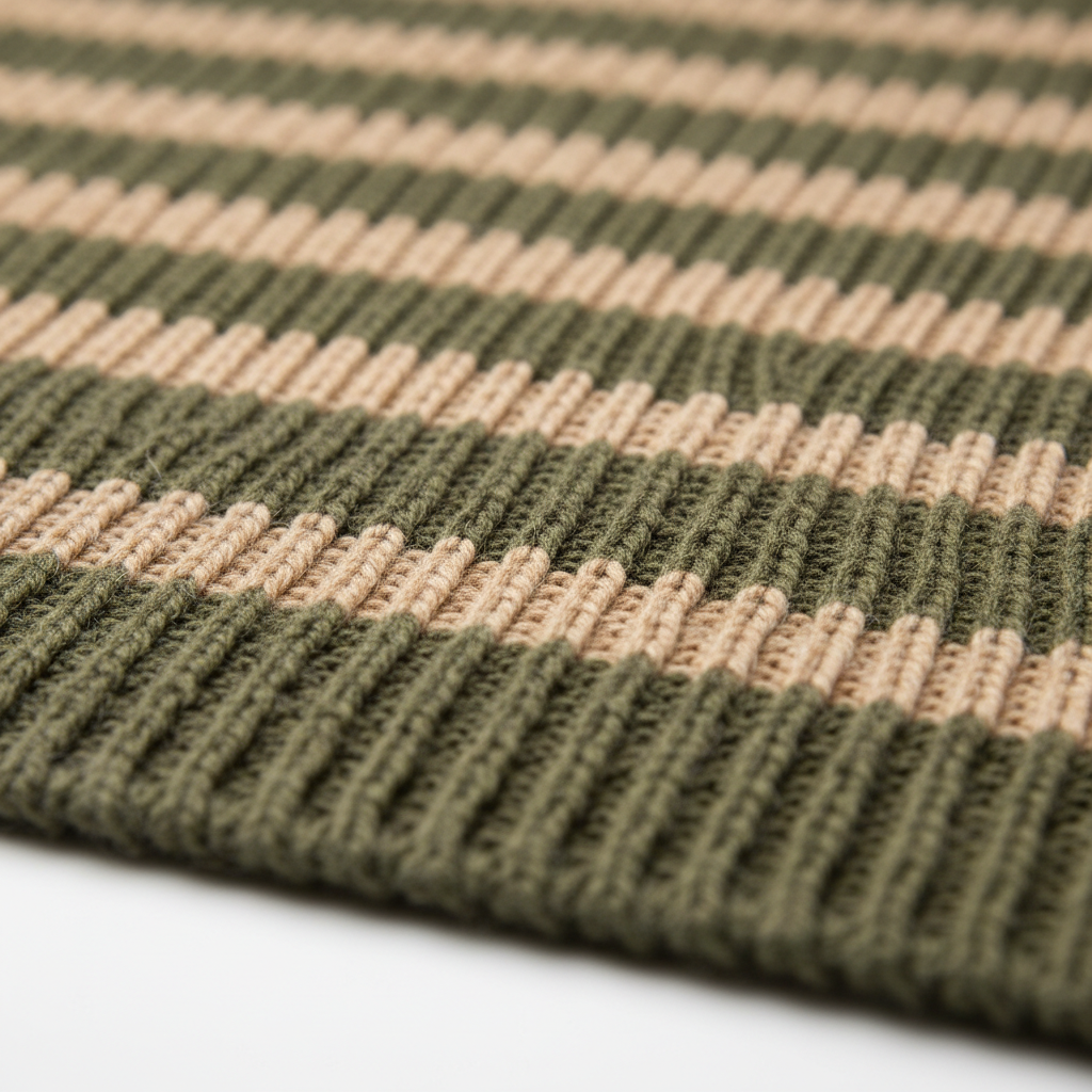 Striped Knit Sweater in Olive & Beige – Knit Texture Close-Up