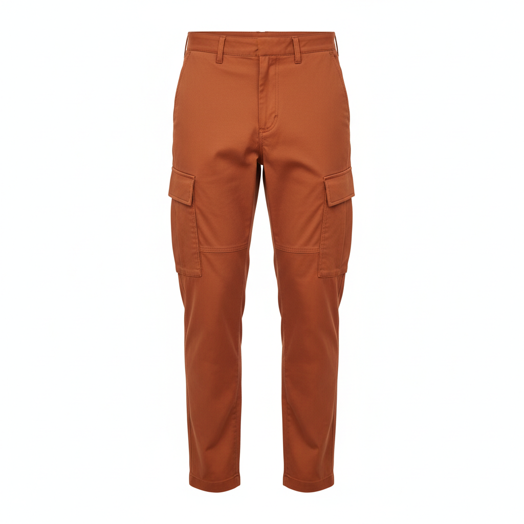 Utility Cargo Pants in Terracotta Rust – Front View