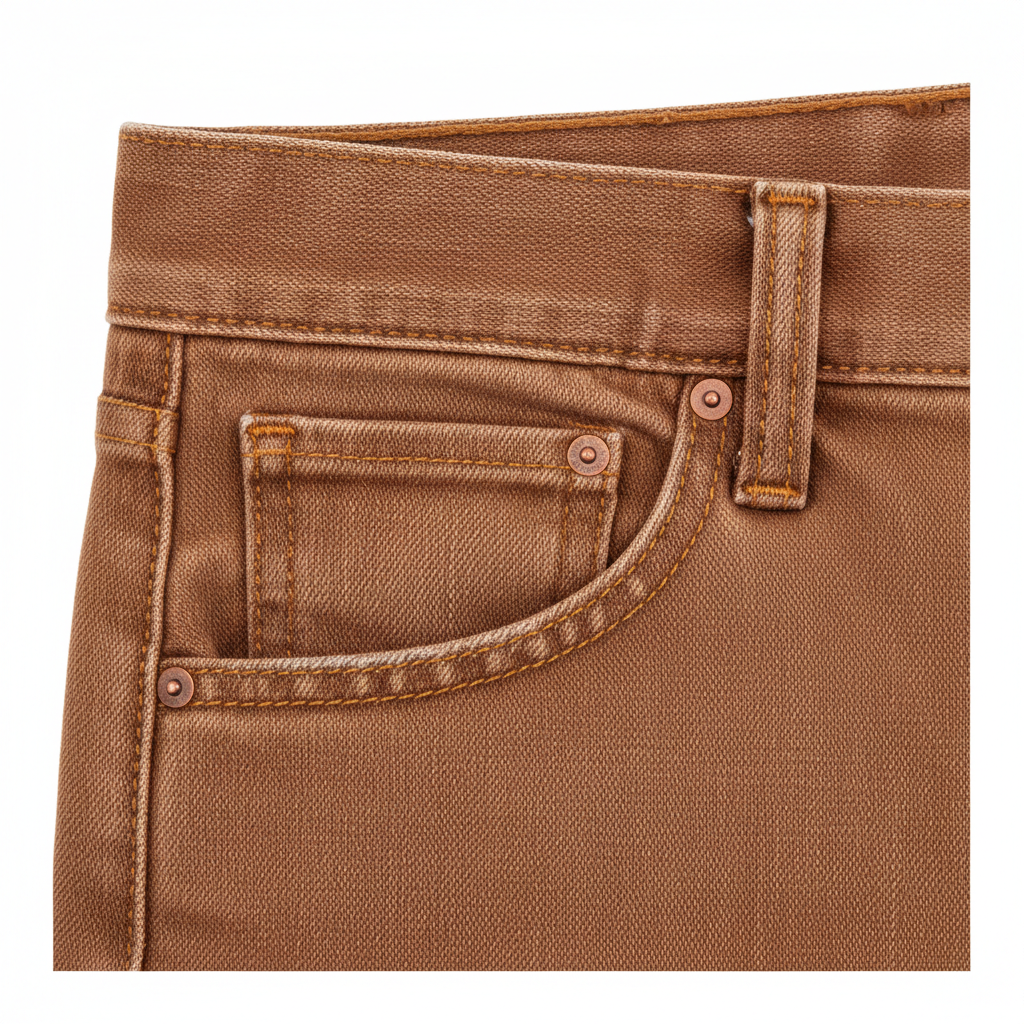 Classic Straight Jeans in Rust Copper – Fabric Detail