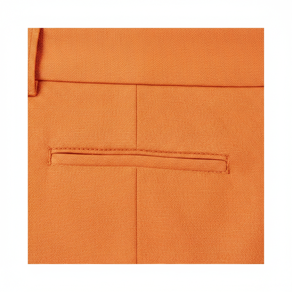 Tailored Casual Trousers – Sunset Orange – Fabric Detail